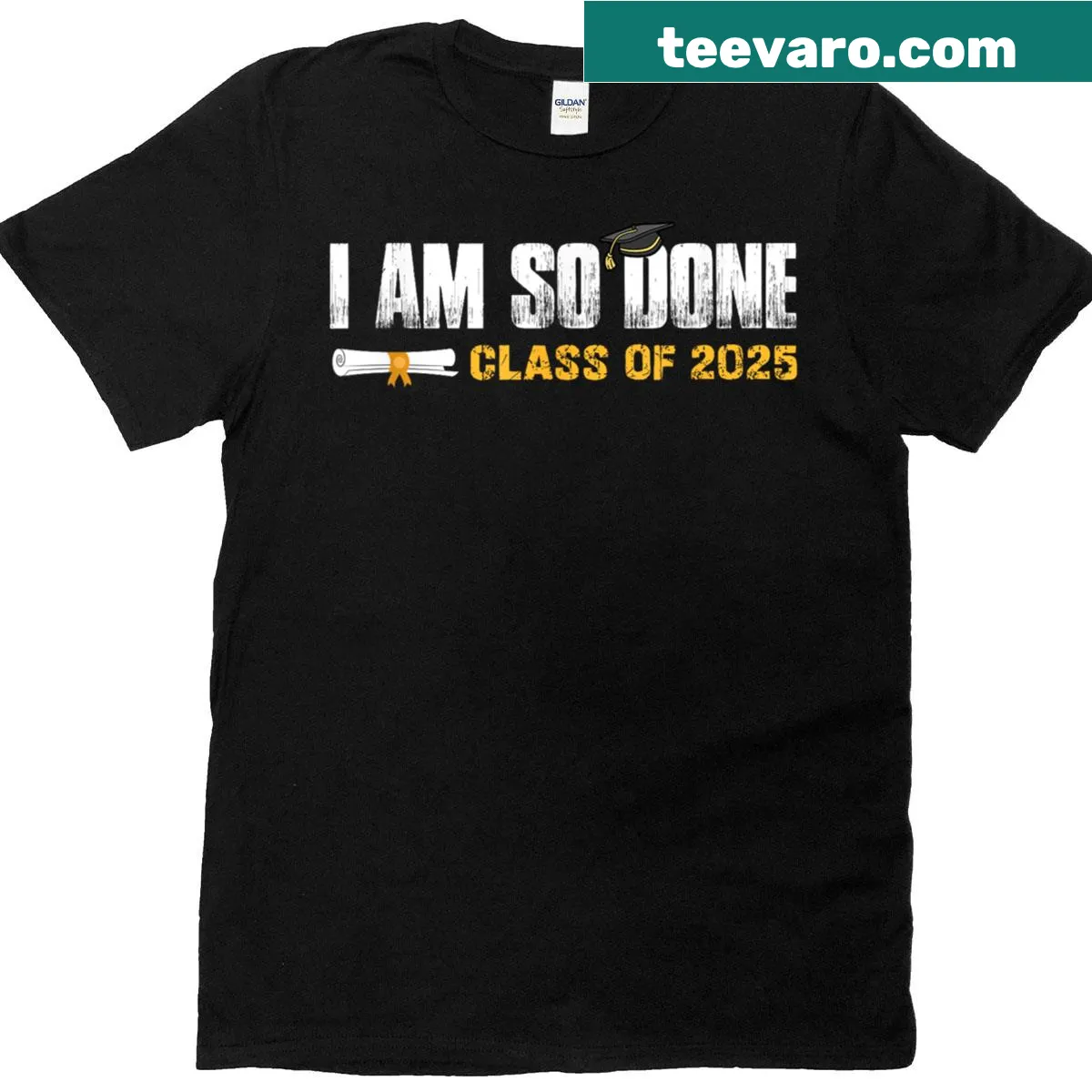 T-shirt with 'I Am So Done' text for graduation 2025 — on a men's t-shirt