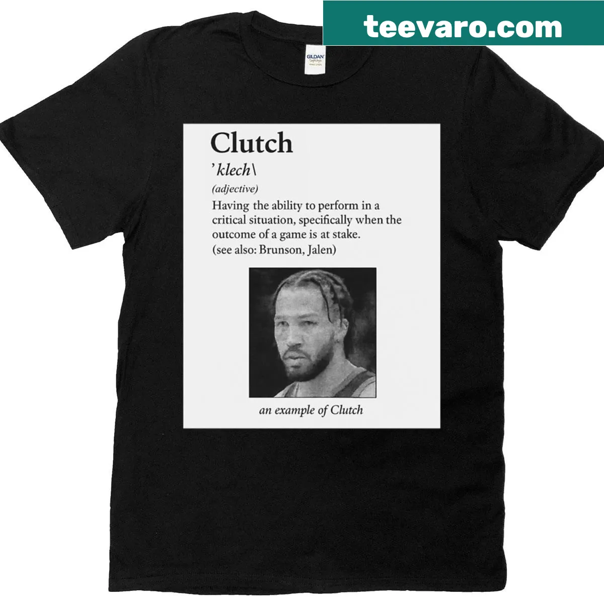 Oversized Knicks t-shirt with bold clutch-themed illustration — on a men's t-shirt