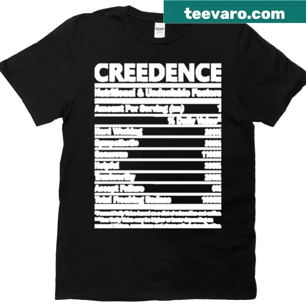 Clever T-shirt featuring the name Creedence with a nutrition twist
