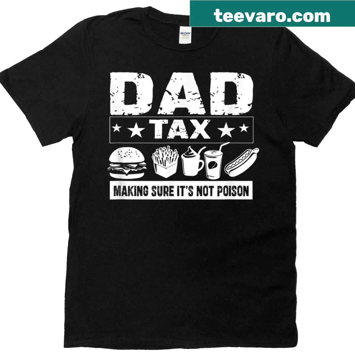 Funny typography design about 'Dad Tax' on a t-shirt — on a men's t-shirt
