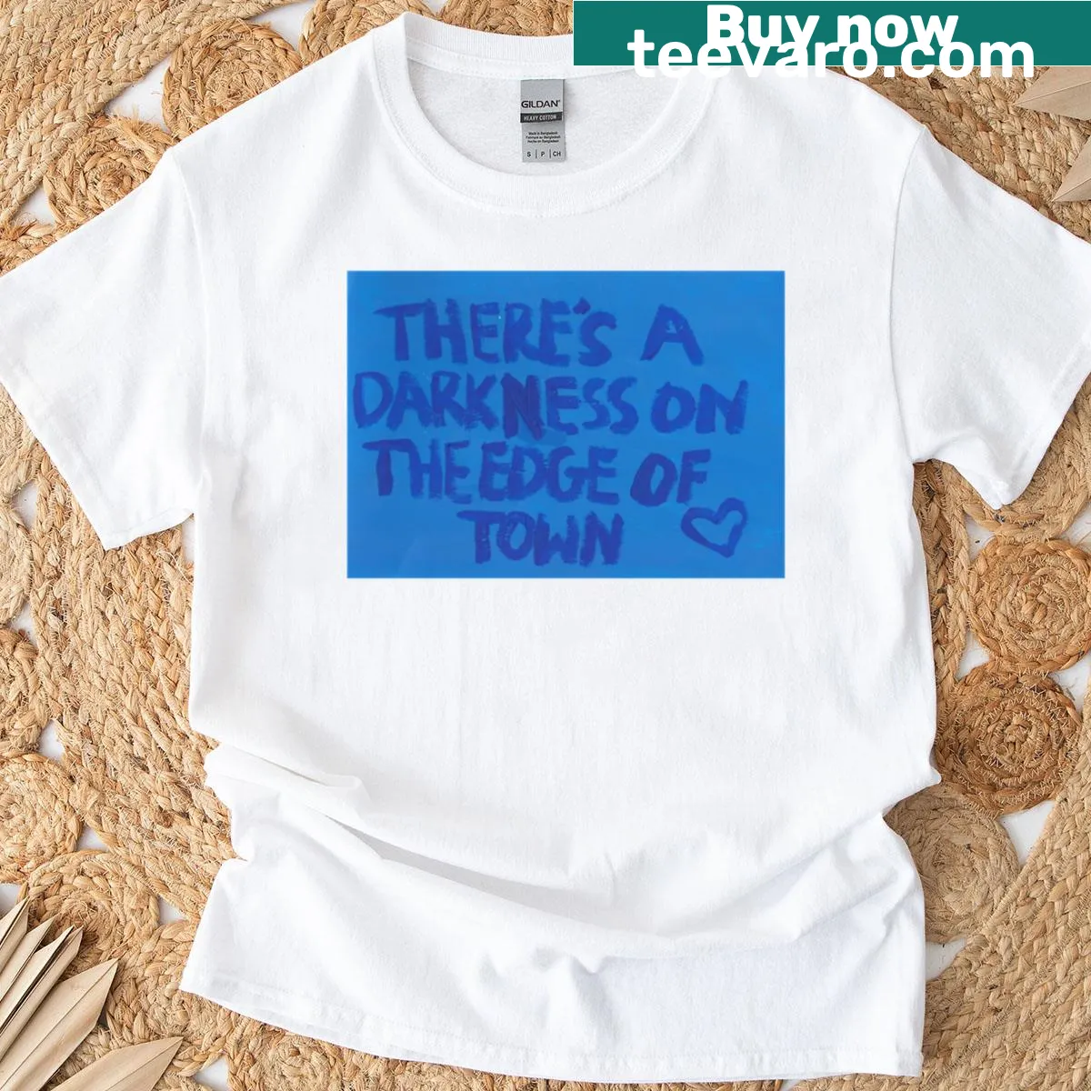 T-shirt featuring graphic inspired by Springsteen's Darkness On The Edge Of Town album — on a men's t-shirt