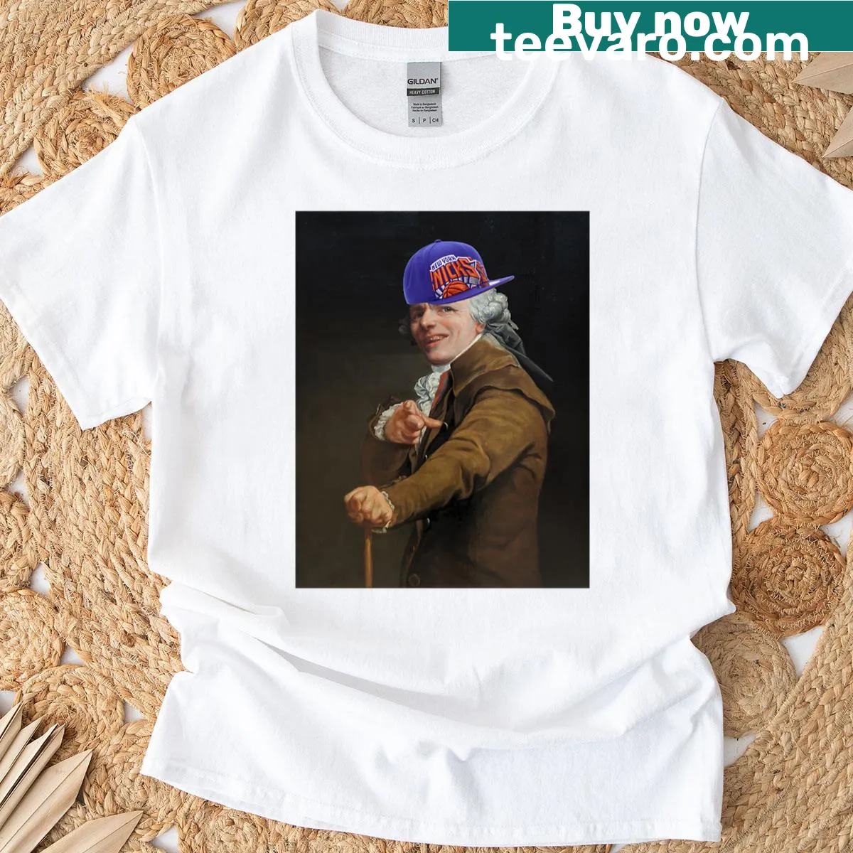 Oversized t-shirt with 'Ducreux Knicks Fan' printed in bold letters. — on a men's t-shirt