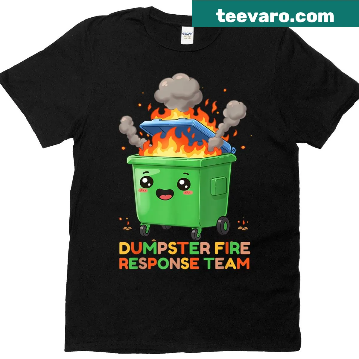 Funny graphic of a dumpster fire with text about being a team leader — on a men's t-shirt