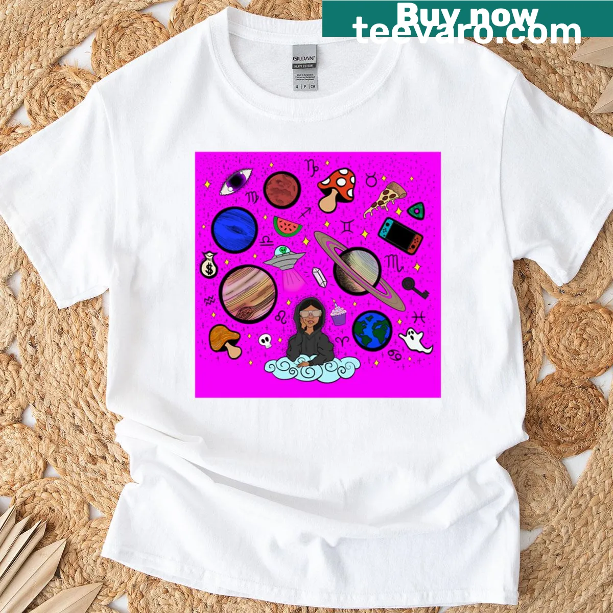 Playful t-shirt with bold typography saying 'Earth To Kyla' — on a men's t-shirt