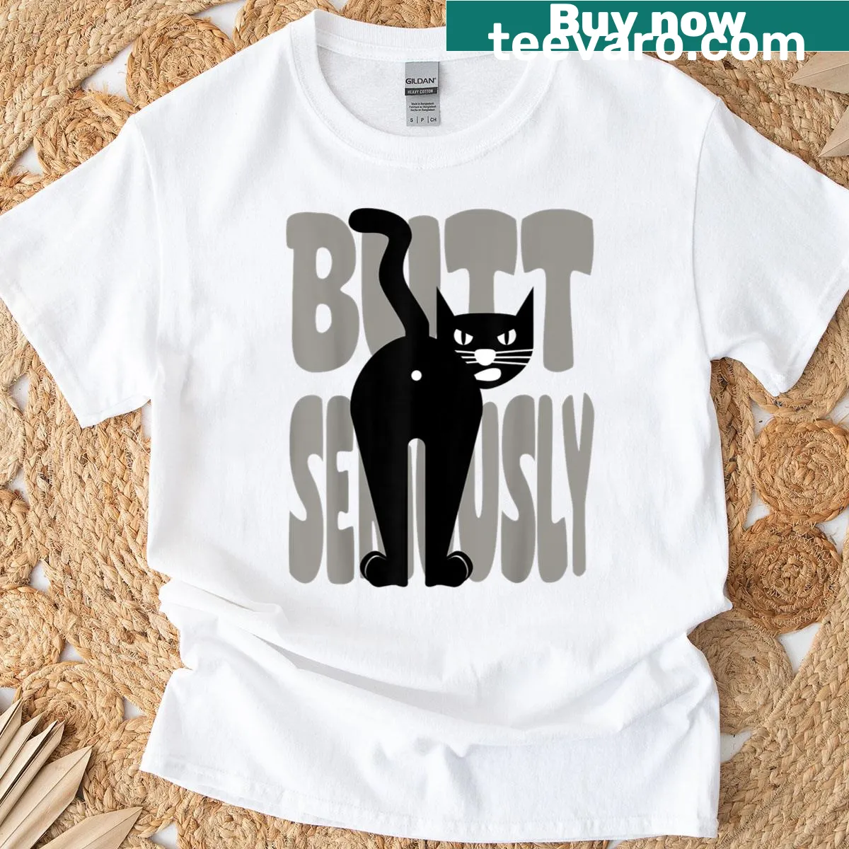 Humorous cat graphic on T-shirt — on a men's t-shirt