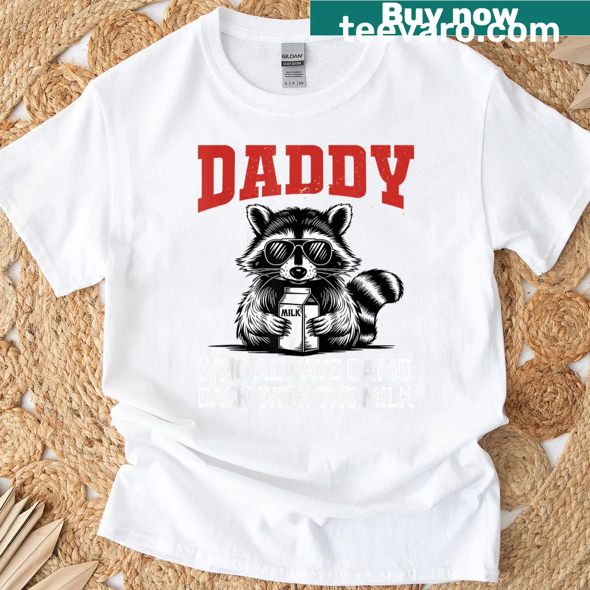 Humorous dad-themed t-shirt about coming back with the milk — on a men's t-shirt