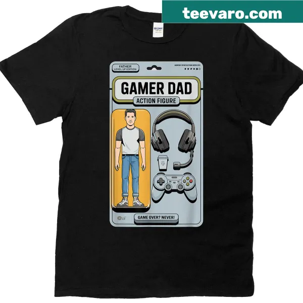 Parody design featuring action figure for gamer dads