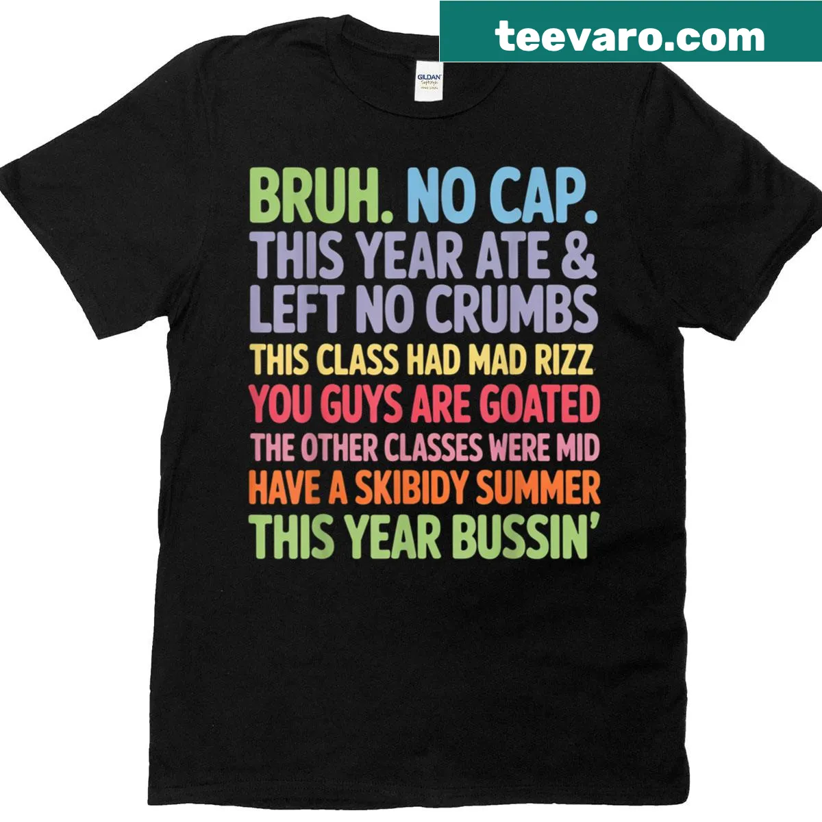 Humorous teacher T-shirt celebrating Gen Z slang for graduation — on a men's t-shirt