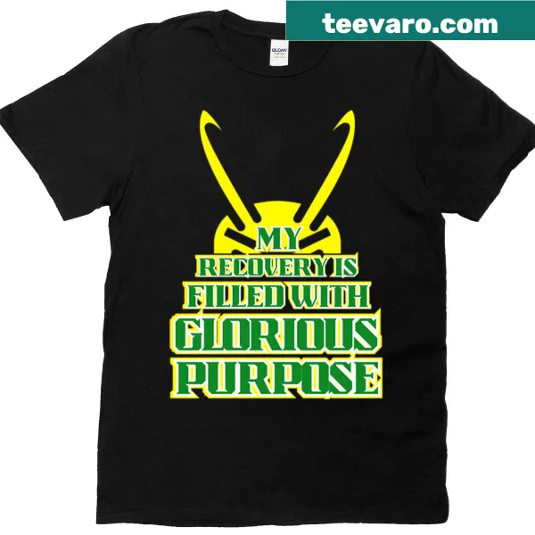 Oversized T-shirt with the uplifting phrase 'Glorious Recovery' in bold letters
