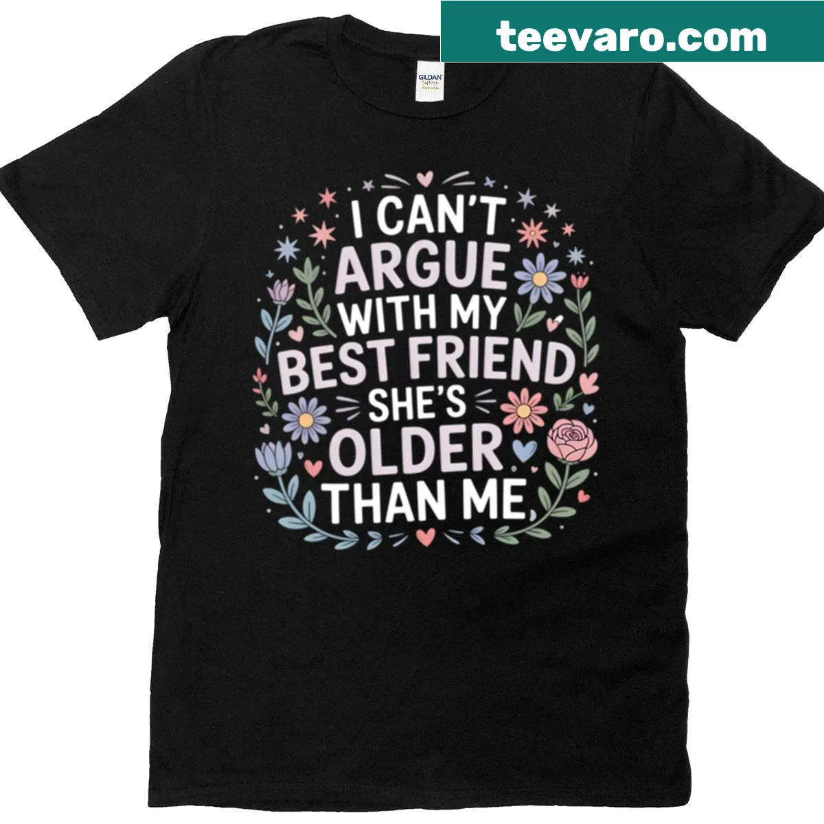 Funny T-shirt about friendship and age dynamics for students — on a men's t-shirt