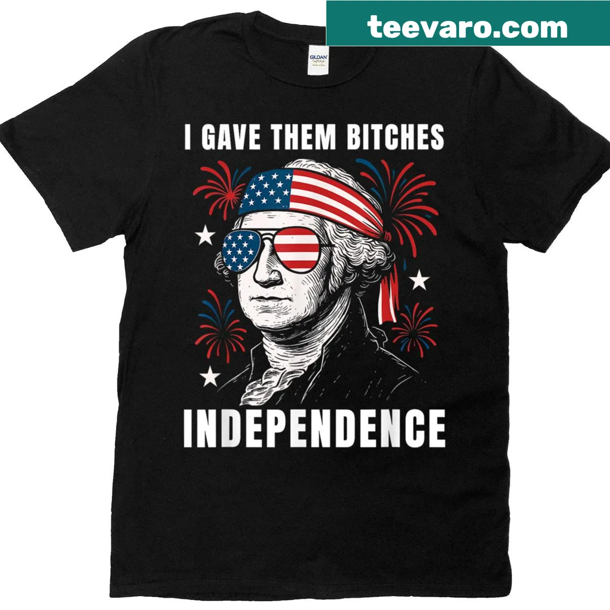 Funny Independence Day t-shirt with bold text design. — on a men's t-shirt
