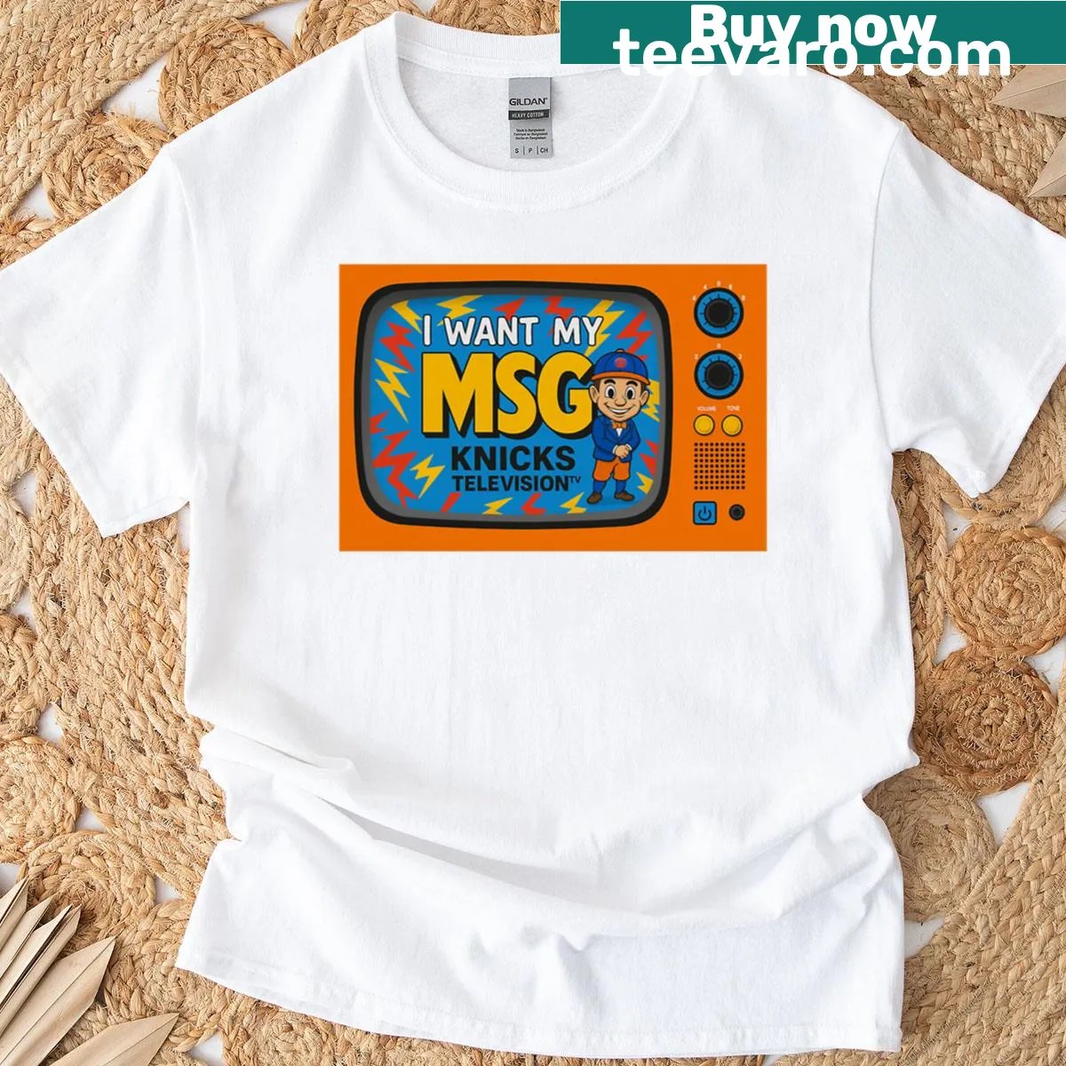 T-shirt with text expressing desire for MSG Knicks games — on a men's t-shirt