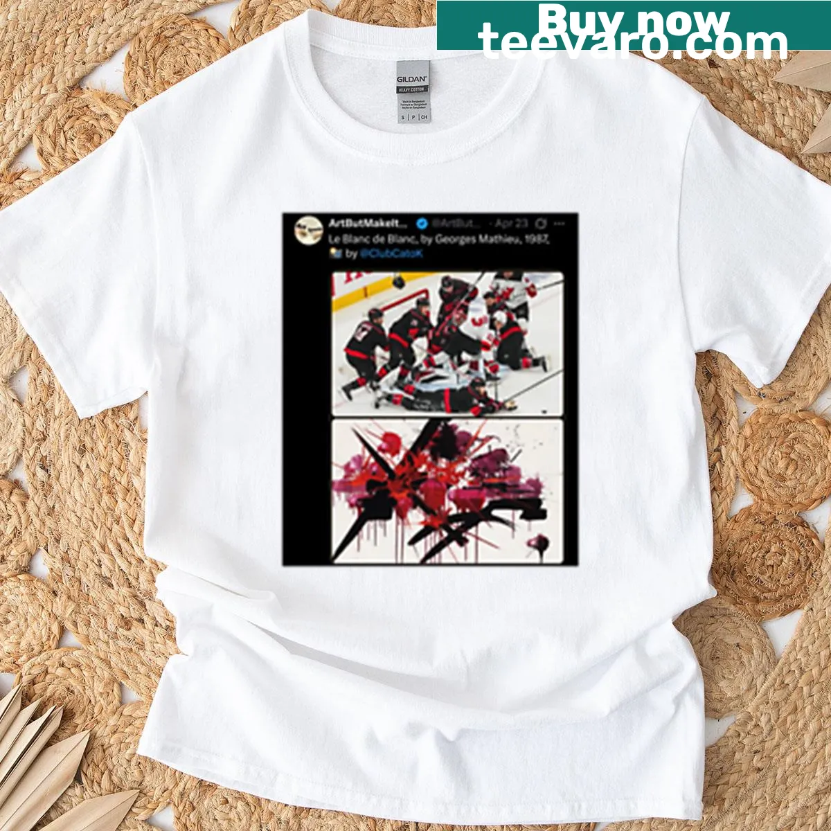 Vintage-style Ice Hockey T-shirt featuring a chaotic hockey graphic — on a men's t-shirt