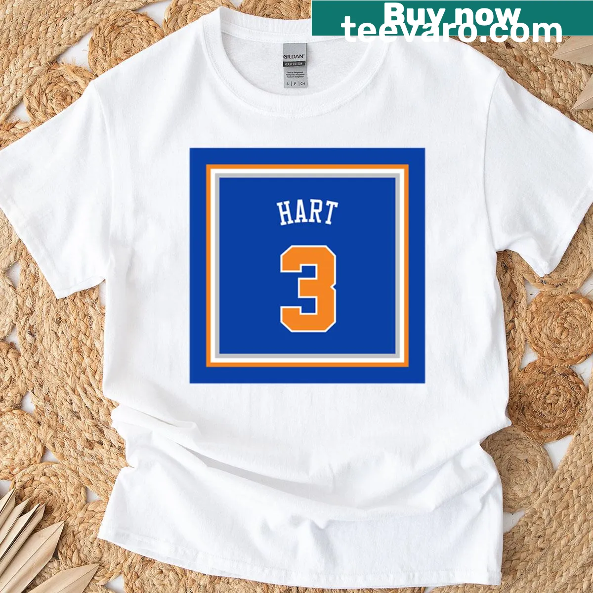 T-shirt featuring Josh Hart graphic design for Knicks fans — on a men's t-shirt