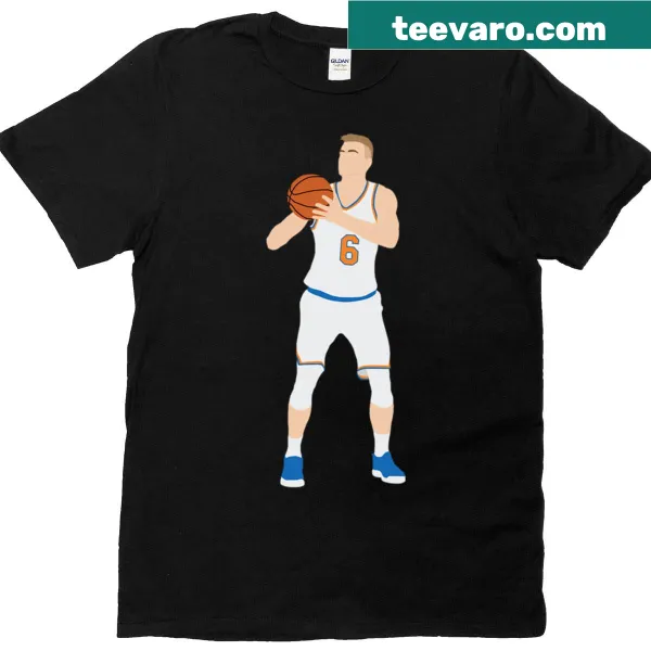 T-shirt featuring Kristaps Porzingis name in bold typography