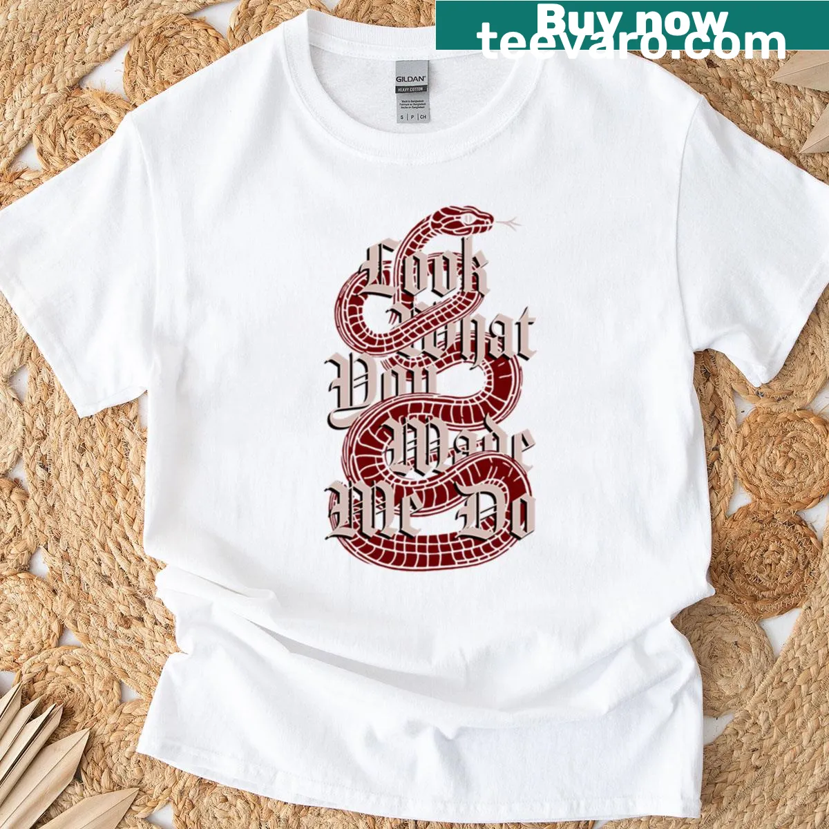 Edgy Look What You Made Me Do t-shirt with bold typography — on a men's t-shirt