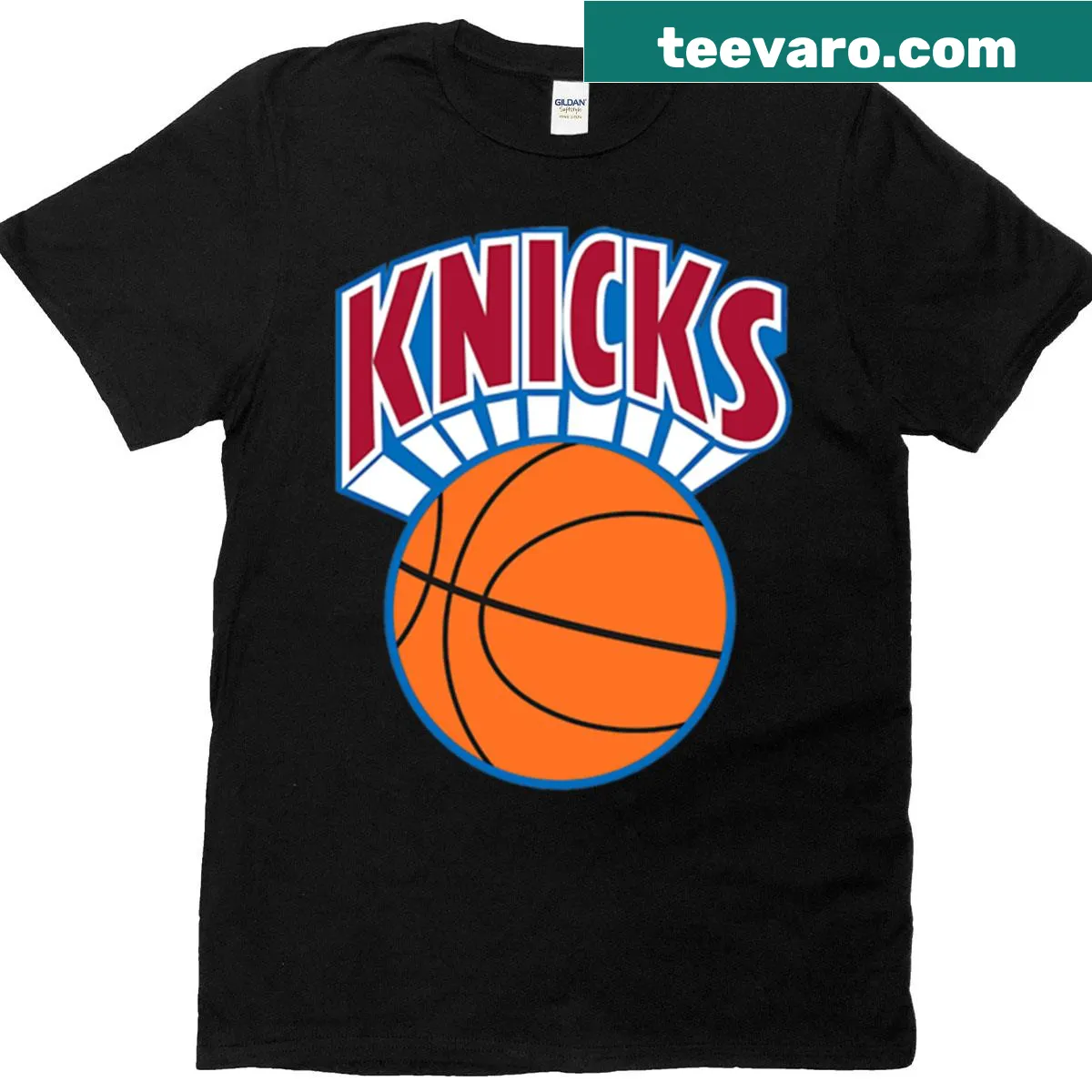 Prominent New York Knicks logo on a stylish fan T-shirt. — on a men's t-shirt