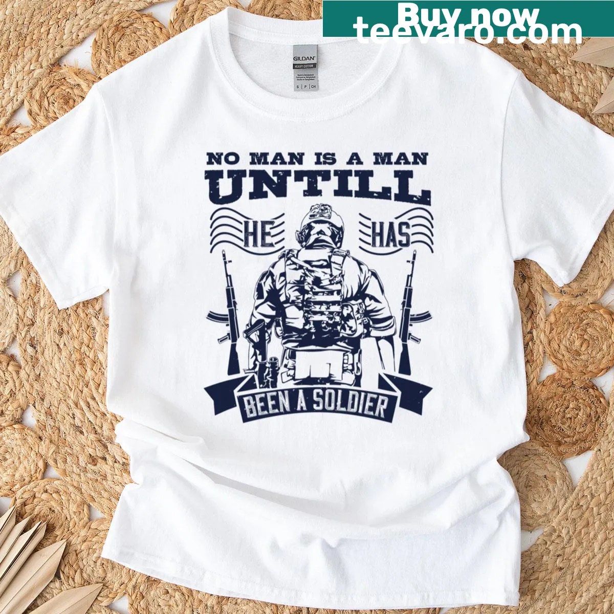 Inspirational quote about soldiers on a casual t-shirt — on a men's t-shirt