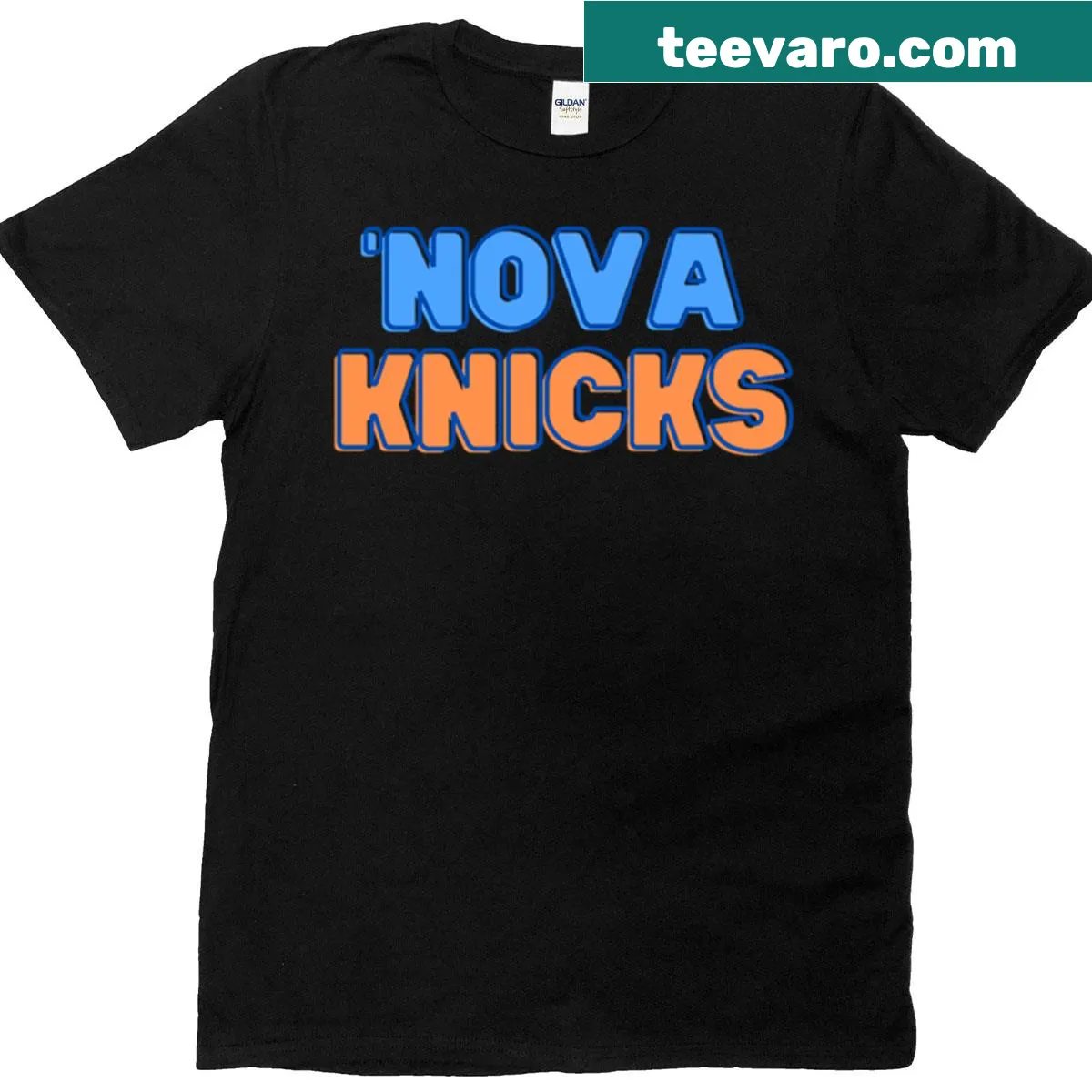 Energetic t-shirt featuring a playful Knicks-inspired graphic — on a men's t-shirt