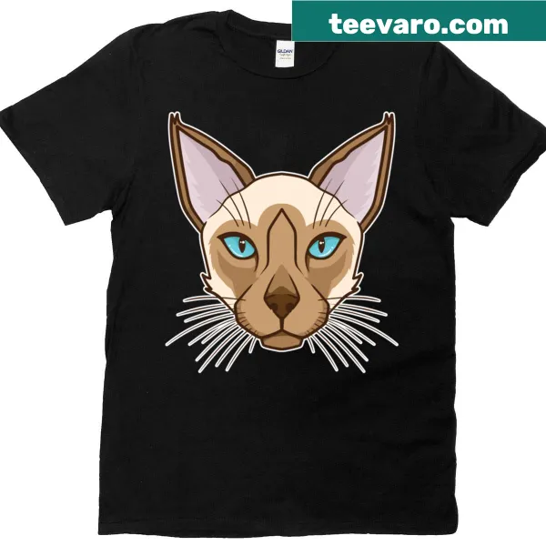 Illustration of a Siamese cat on a T-shirt for cat lovers