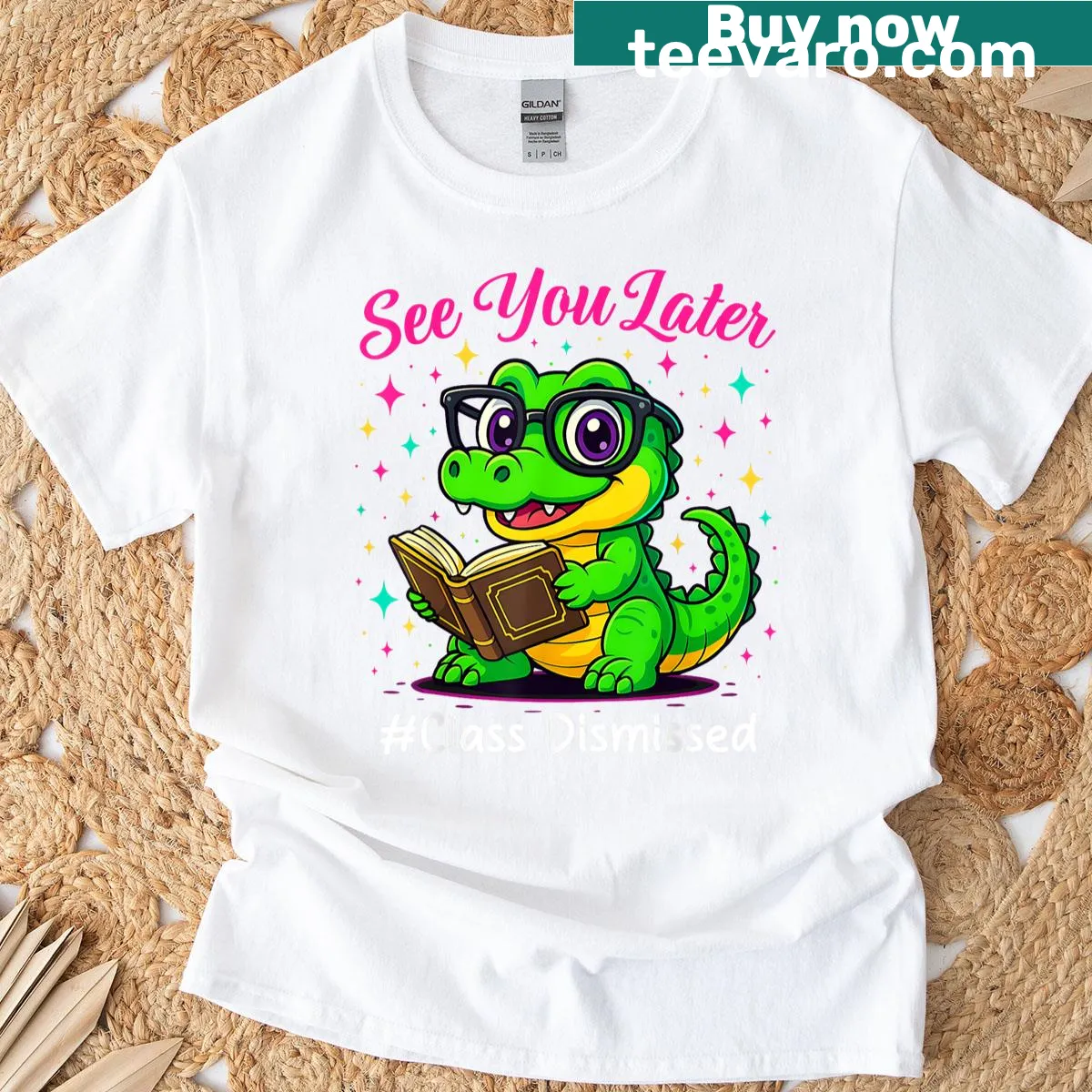 Cute teacher t-shirt with See You Later Alligator design — on a men's t-shirt