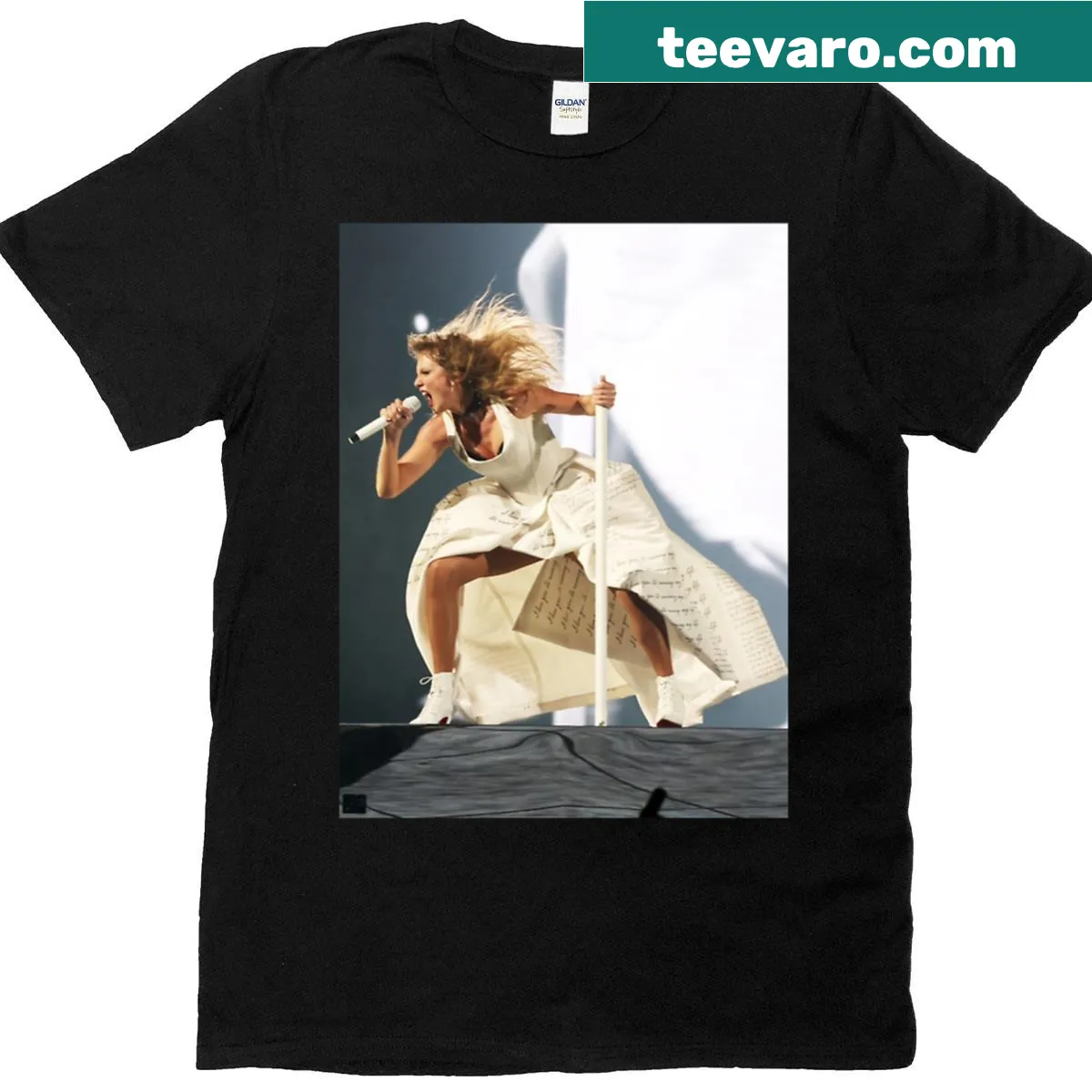 T-shirt featuring a design celebrating storytelling in Taylor Swift's concerts — on a men's t-shirt