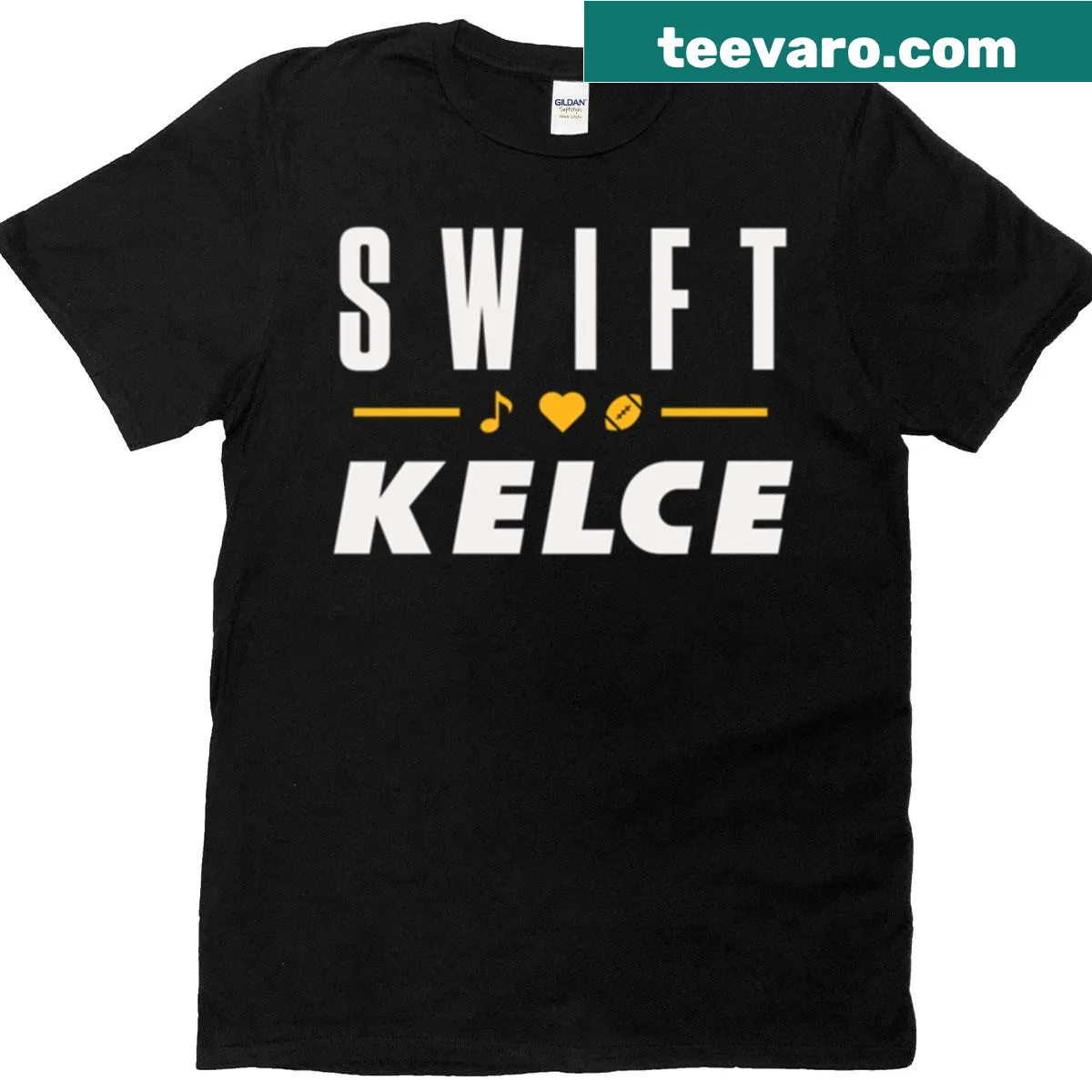 Playful T-shirt design for a fictional Swift Kelce presidential campaign — on a men's t-shirt