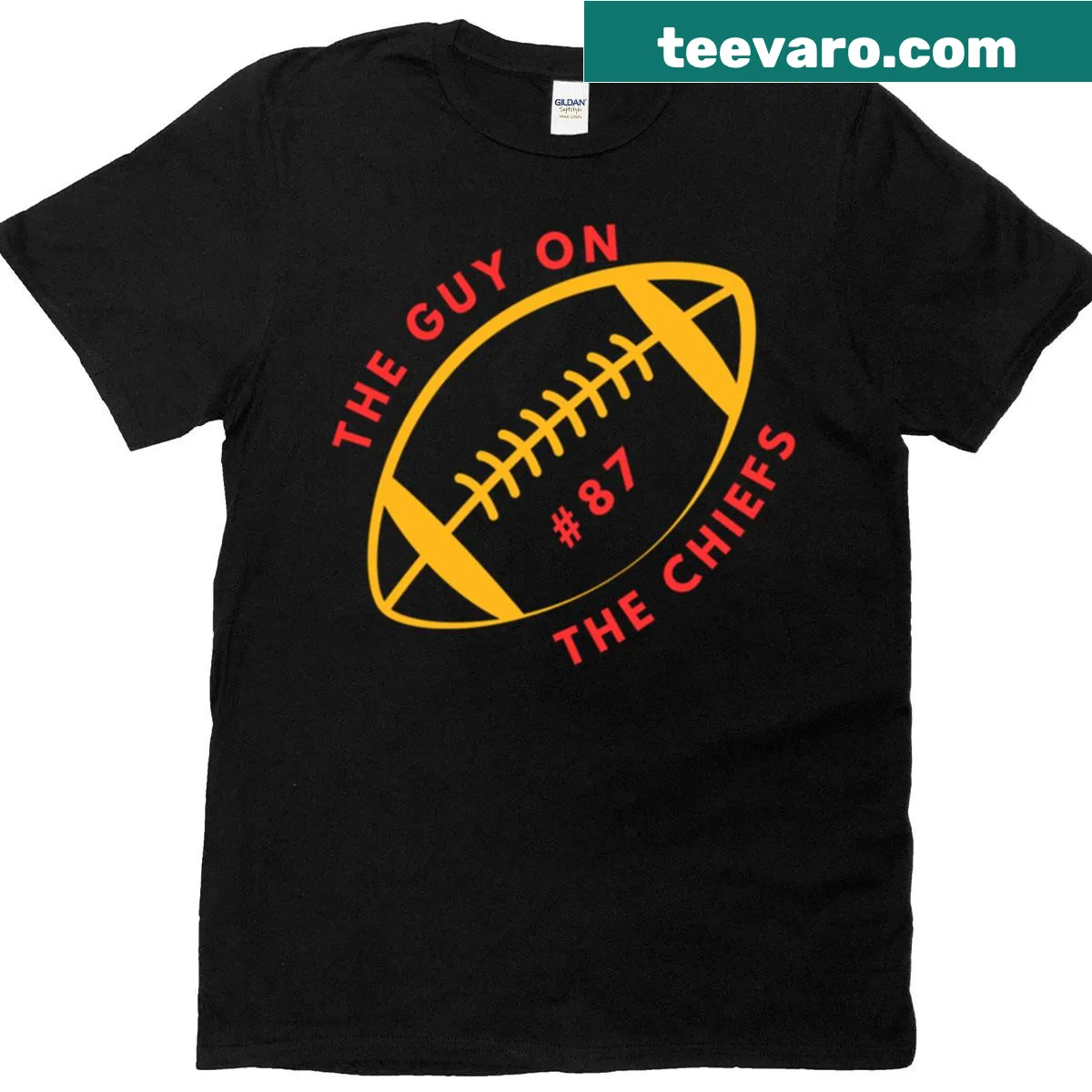 Cartoon design featuring a guy representing the Chiefs — on a men's t-shirt