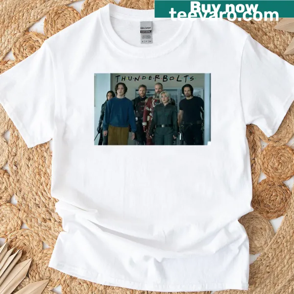 Thunderbolts design T-shirt in a Friends-style graphic layout
