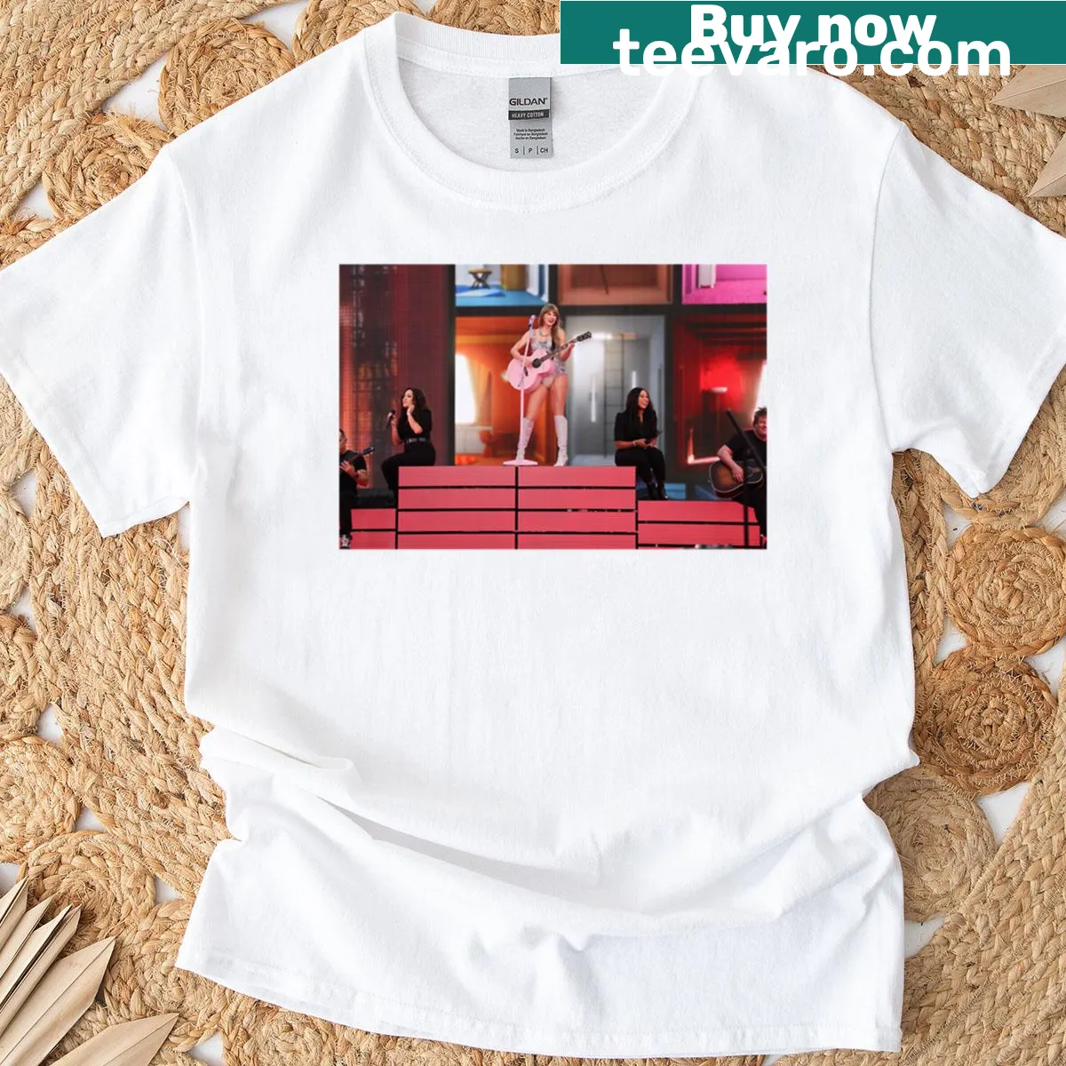 Typographic T-shirt celebrating Swifties worldwide connection. — on a men's t-shirt