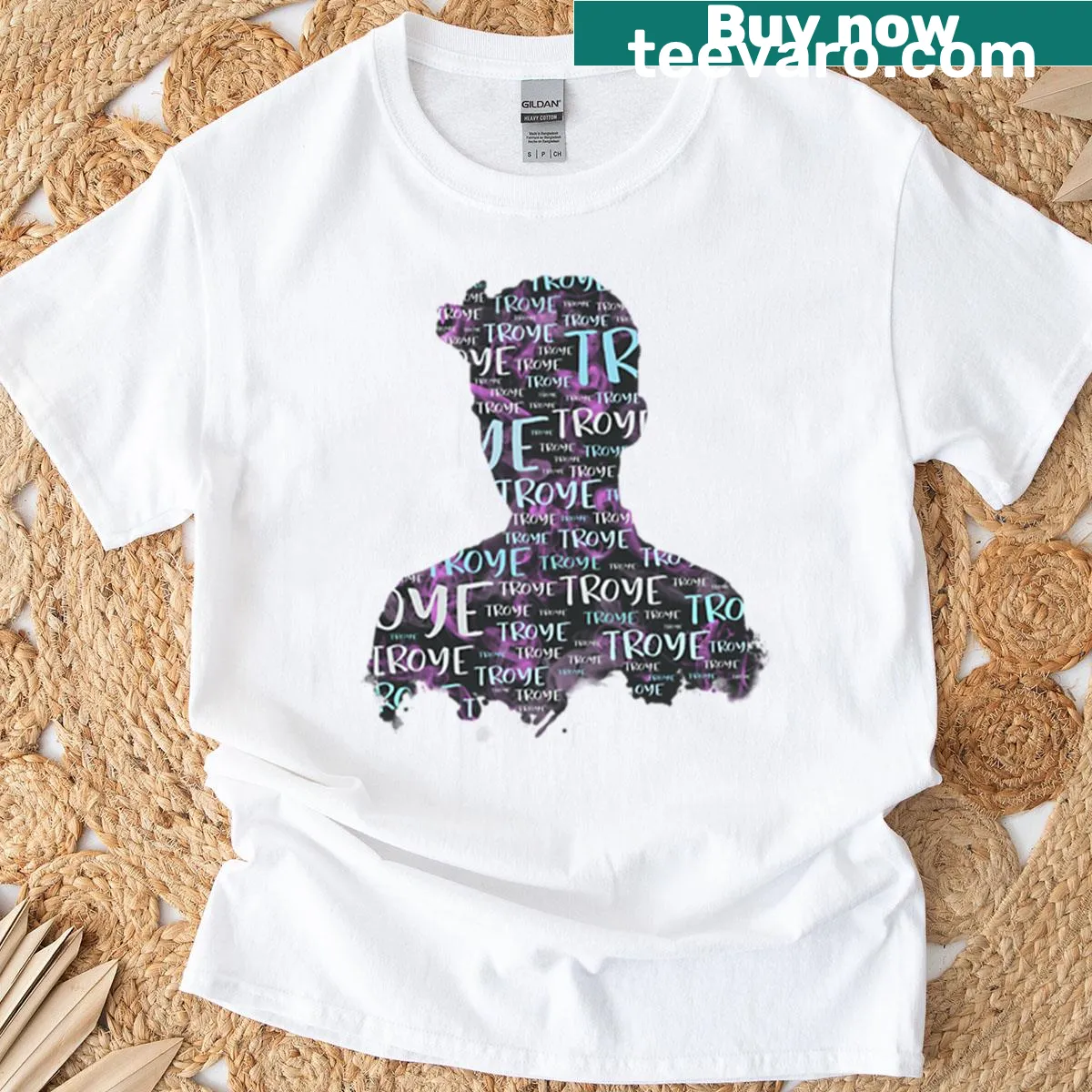Minimalist Troye Sivan t-shirt with his name — on a men's t-shirt