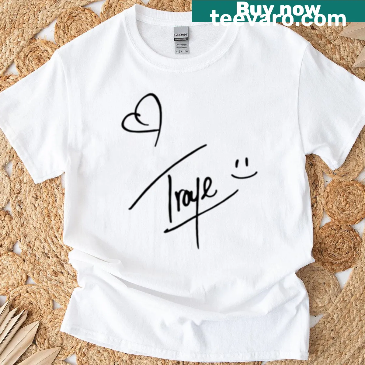 T-shirt featuring Troye Sivan's name in stylish typography. — on a men's t-shirt