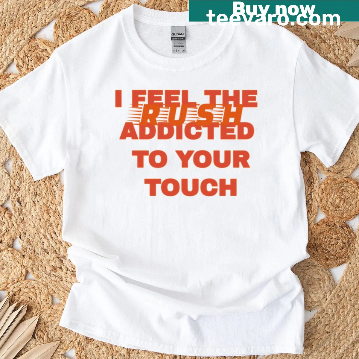 Troye Sivan Rush t-shirt featuring the song title — on a men's t-shirt