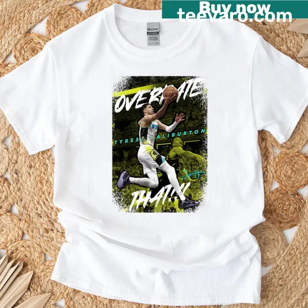 Tyrese Haliburton T-shirt with name prominently displayed in bold font