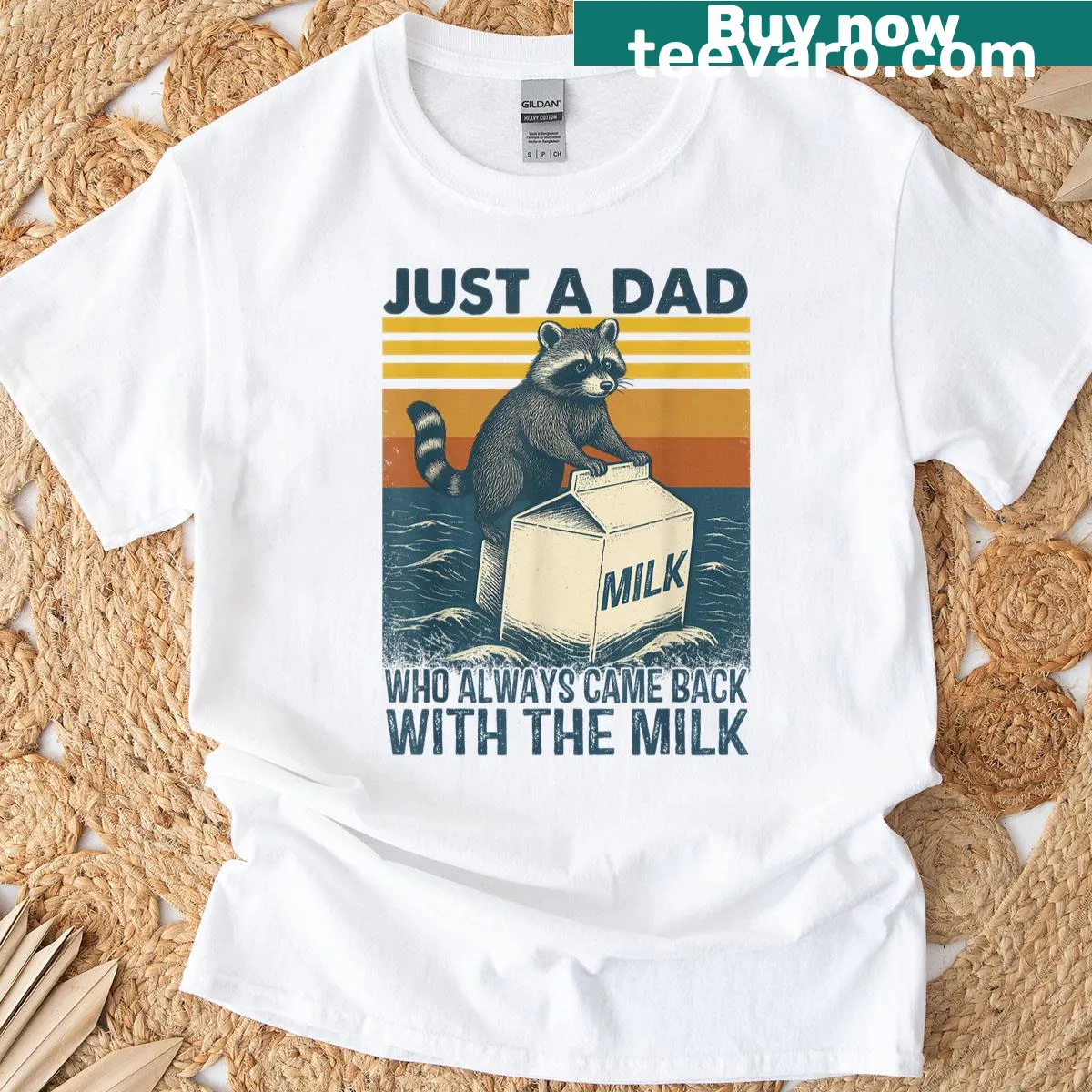 Fun typography t-shirt featuring a raccoon and dad-themed saying — on a men's t-shirt