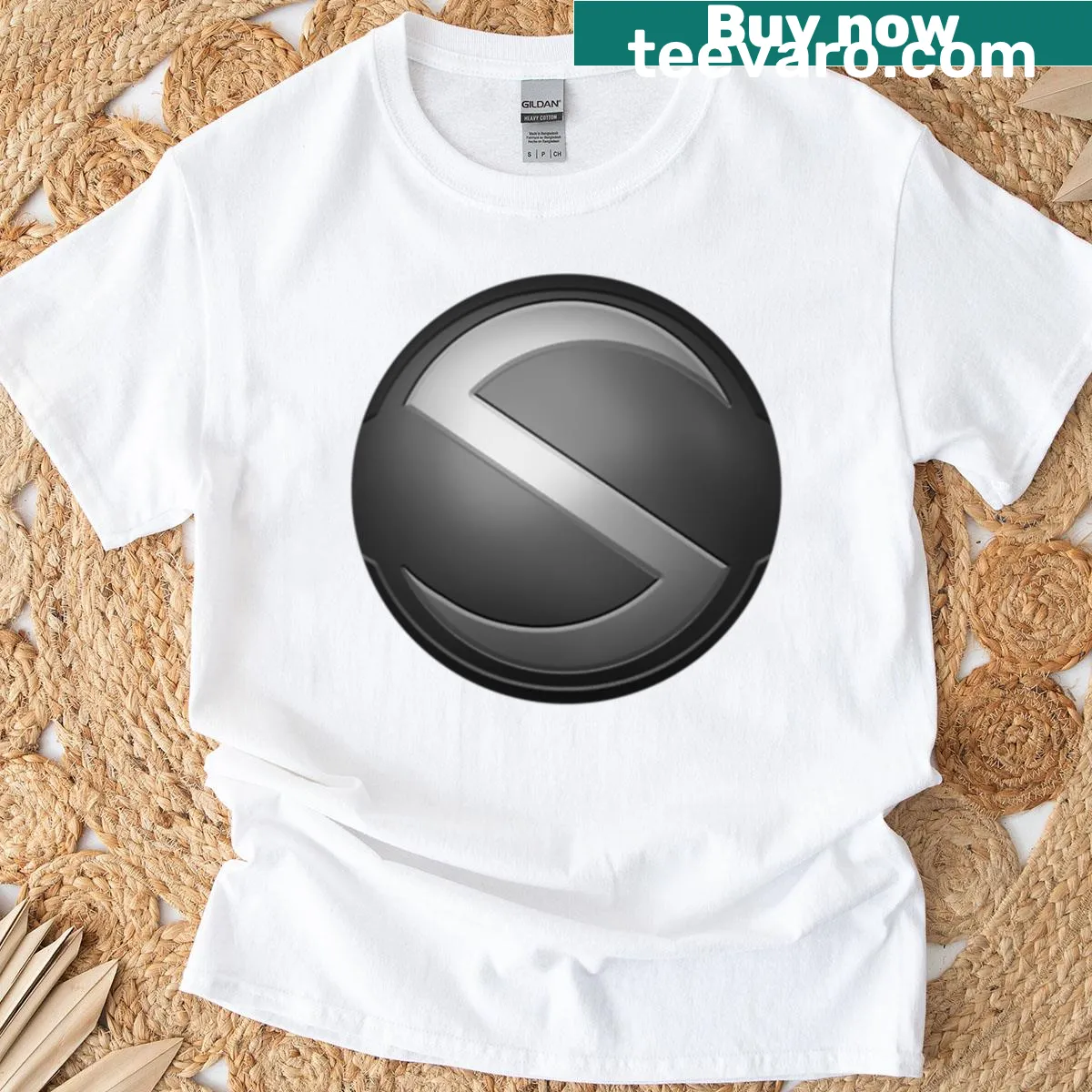 Bold graphic t-shirt featuring an illustration of a void sentry — on a men's t-shirt