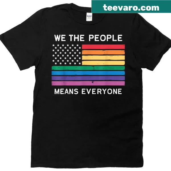 Inclusive T-shirt with rainbow flag and We The People text