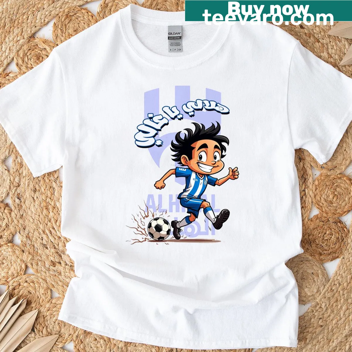 Al Hilal Football Star t-shirt with team graphic — on a men's t-shirt