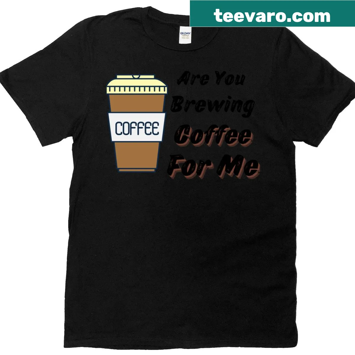 Oversized funny t-shirt asking if coffee is brewing for the wearer. — on a men's t-shirt