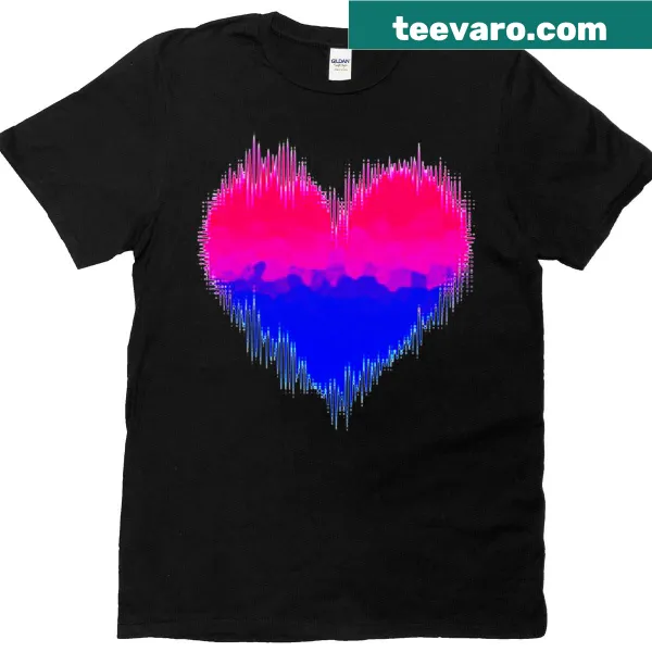 Bi Pride T-shirt with hearts in bisexual flag colors