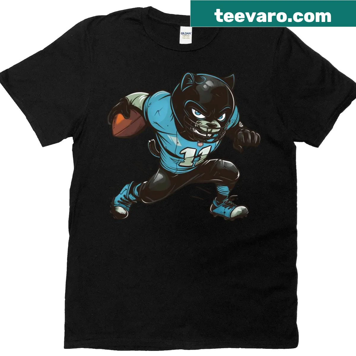 Oversized T-shirt featuring Black Panthers Football graphics — on a men's t-shirt