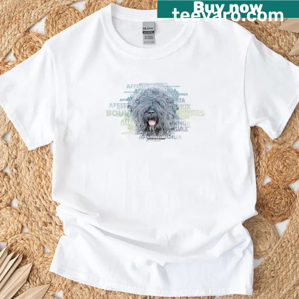 Text art shirt featuring the phrase 'Best Dog' with a Bouvier Des Flandres theme