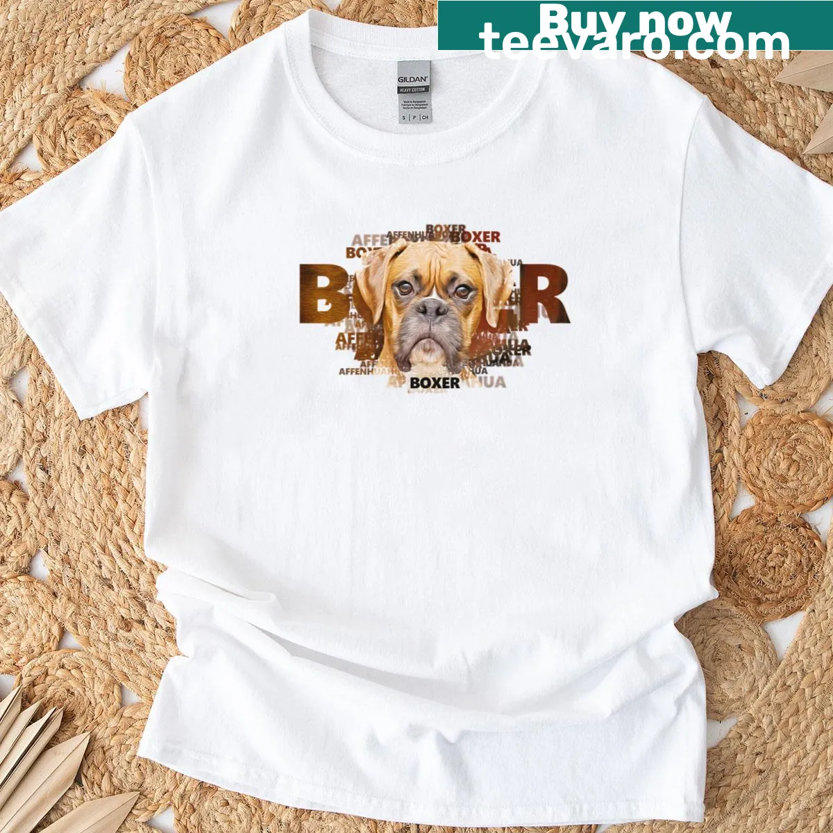 Text art shirt displaying 'Best Dog' with a Boxer theme — on a men's t-shirt