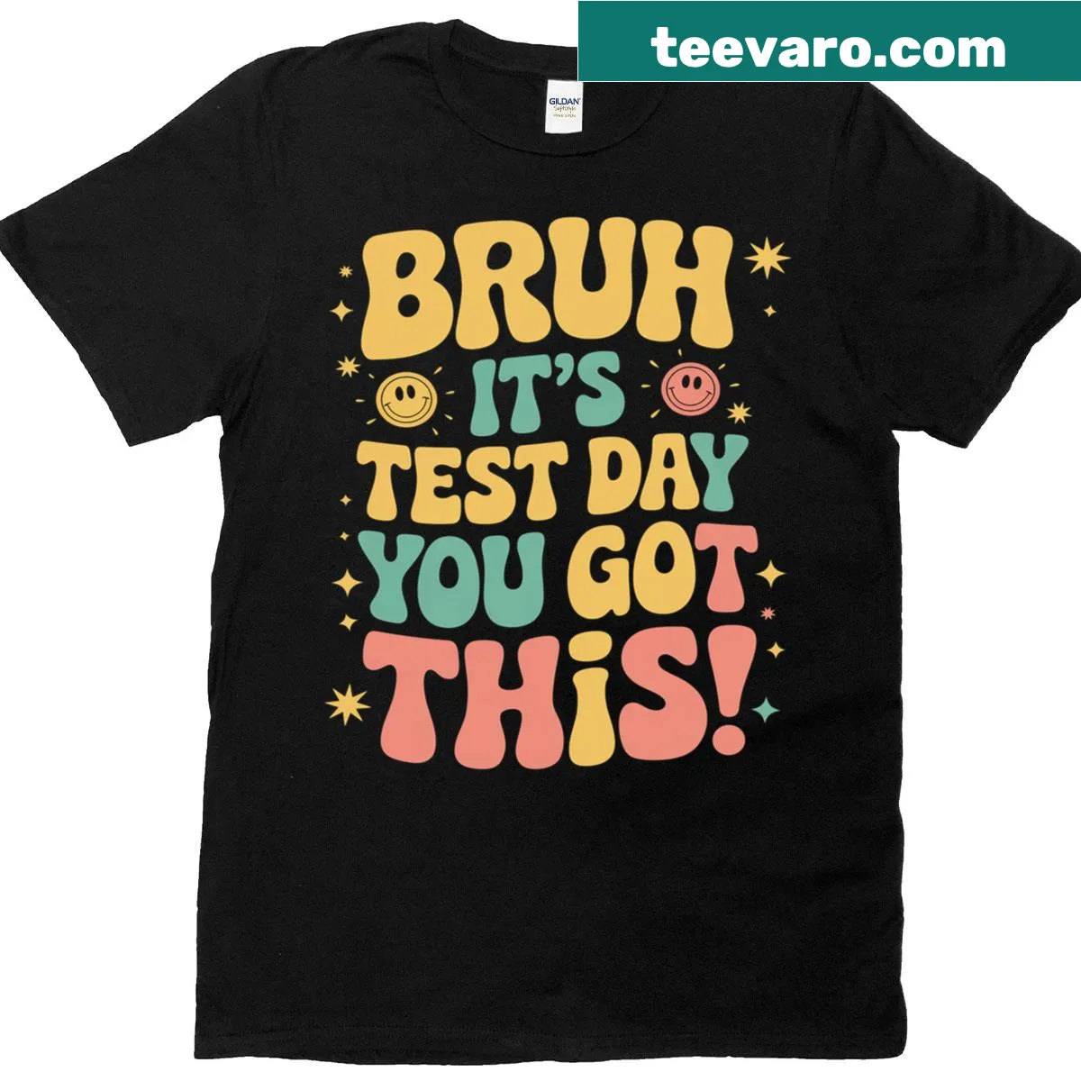 Teacher test day motivational T-shirt for kids with bold text — on a men's t-shirt