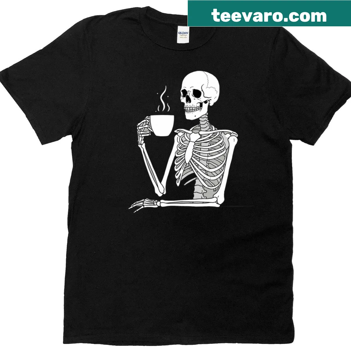 Oversized t-shirt with 'Caffeinated Afterlife' graphic — on a men's t-shirt