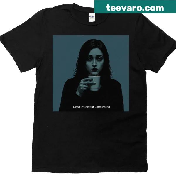 T-shirt with 'Caffeinated Void' text graphic