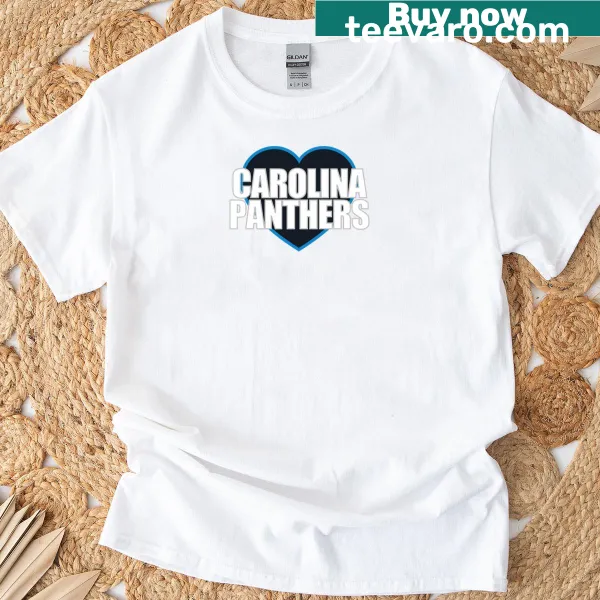 T-shirt with a heart design celebrating the Carolina Panthers