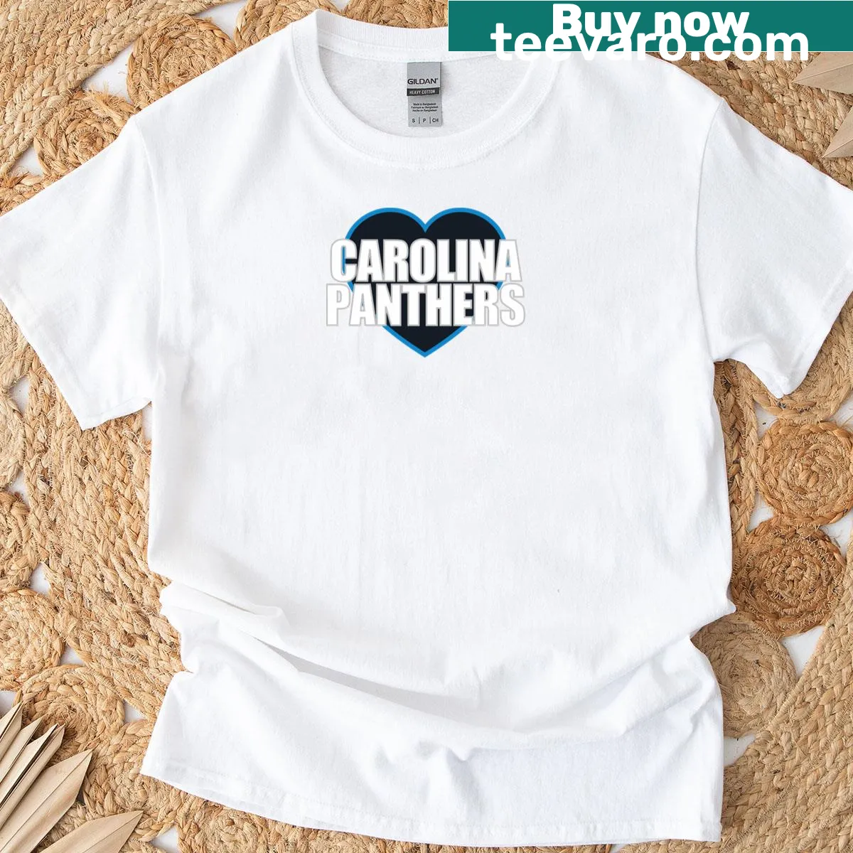 T-shirt with a heart design celebrating the Carolina Panthers — on a men's t-shirt