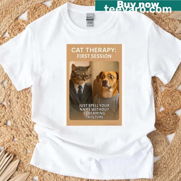 Fun typography design about cat therapy for cat lovers
