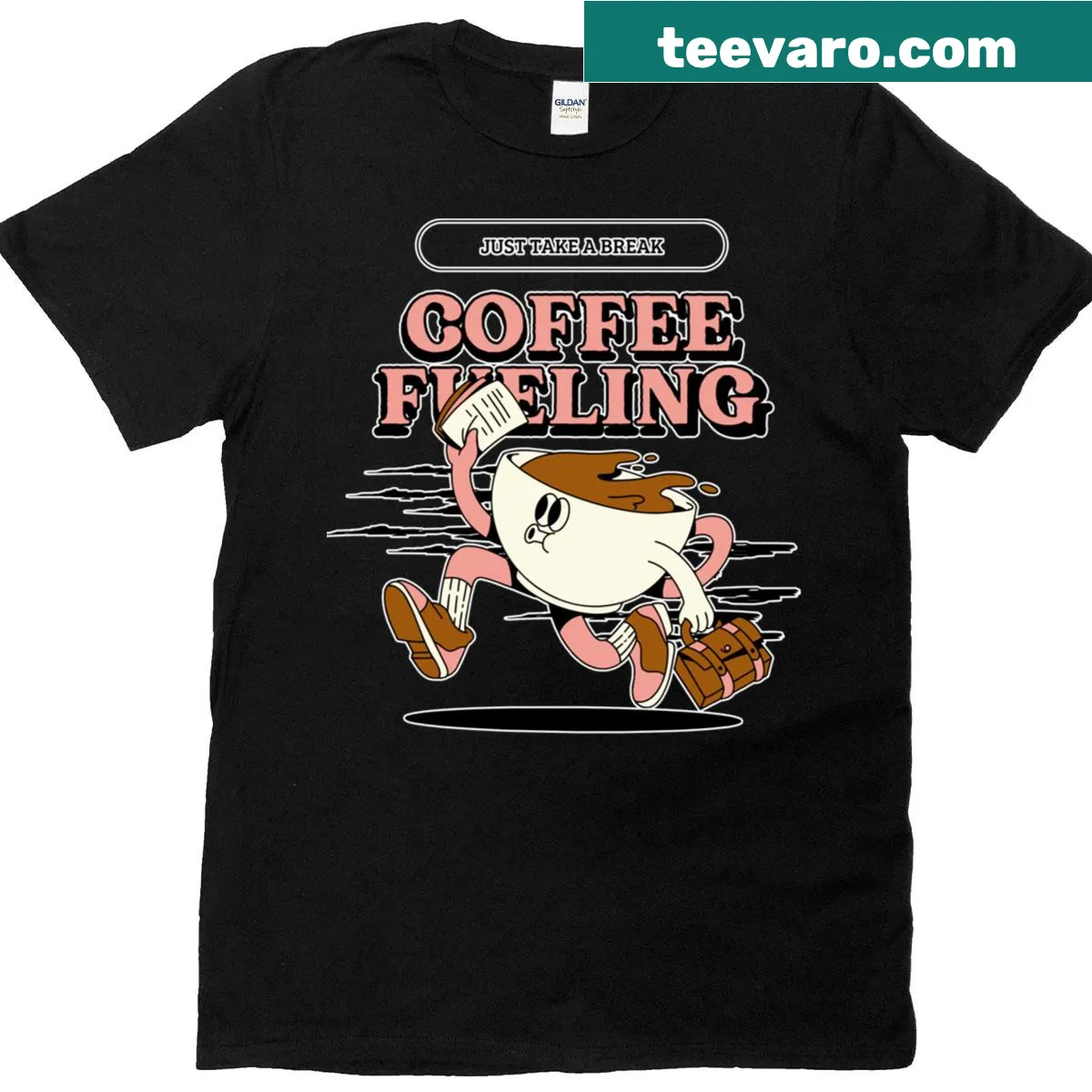 T-shirt featuring coffee lovers design emphasizing fuel and creativity — on a men's t-shirt